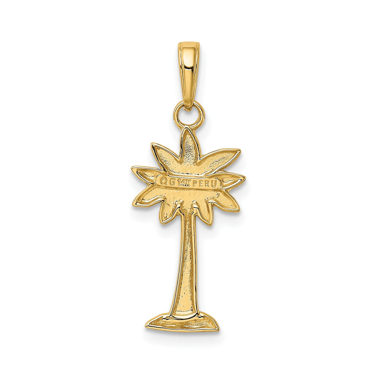 14k Yellow Gold Palm Tree Pendant, Tropical Coastal Design Charm for Women or Unisex