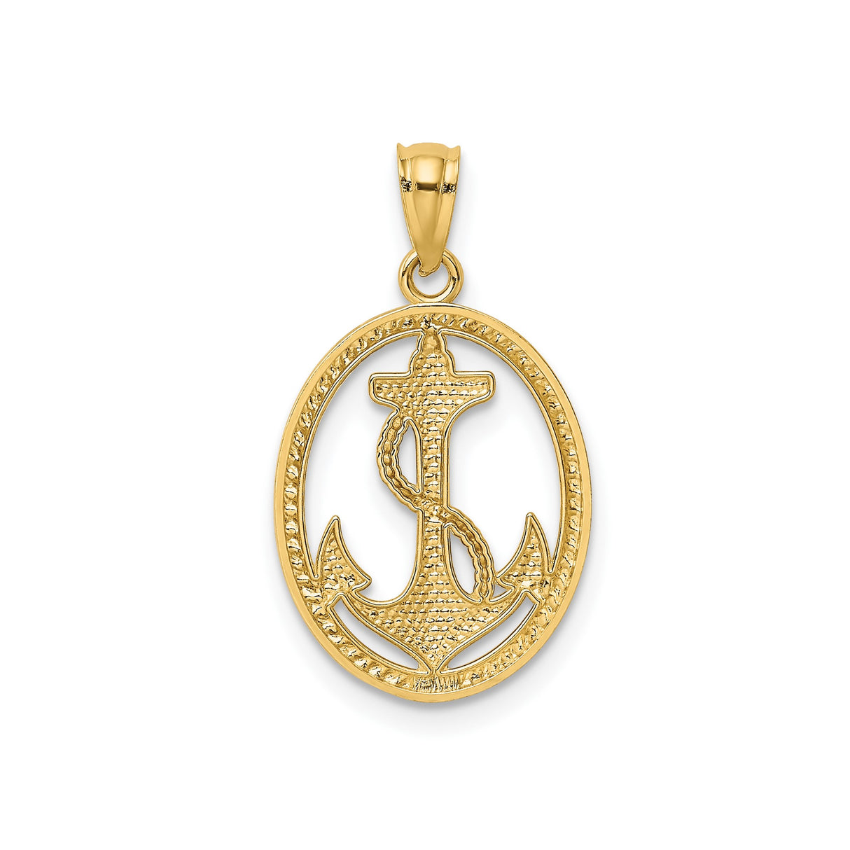 14k Yellow Gold Anchor Pendant with Twisted Rope Design, Nautical Christian Charm for Men or Women