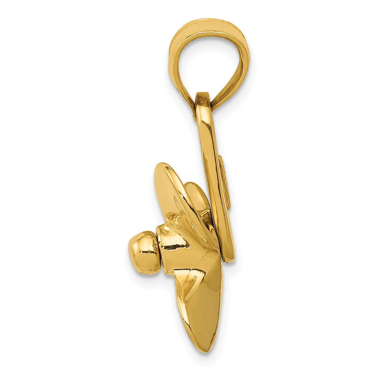 14k Yellow Gold Boat Propeller Pendant, Nautical Three-Blade Charm for Men or Unisex