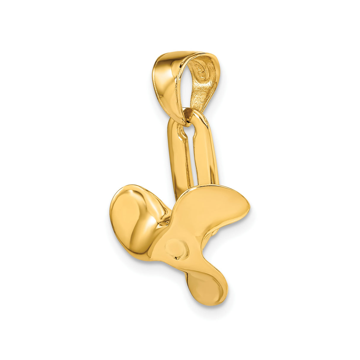 14k Yellow Gold Boat Propeller Pendant, Nautical Three-Blade Charm for Men or Unisex