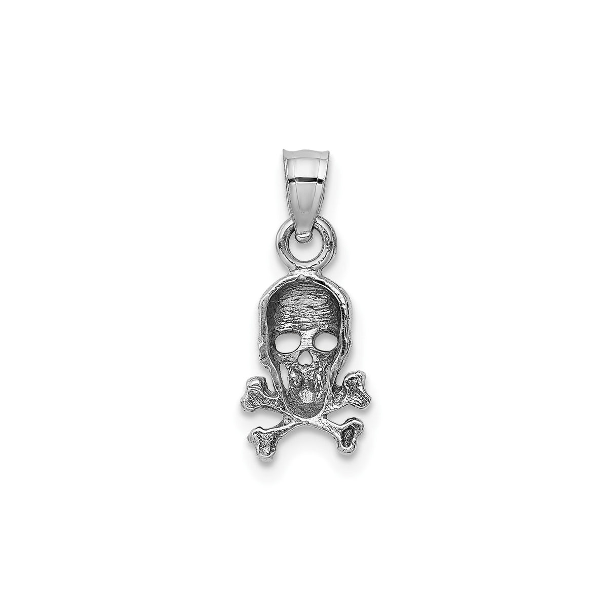 14k White Gold Skull and Crossbones Pendant, Gothic Biker Pirate Style for Men or Unisex Wear