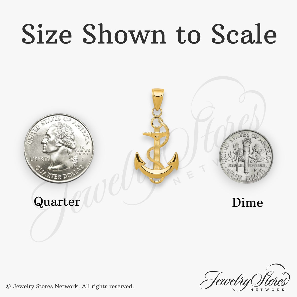 14k Yellow Gold Anchor Pendant with Caduceus and Rope Detail, Nautical Medical Charm