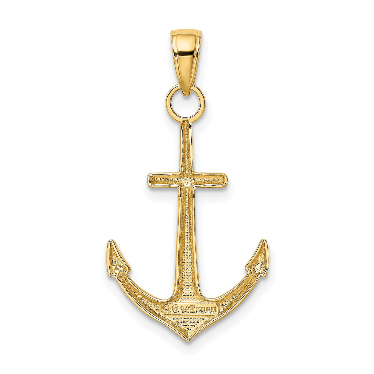 14k Yellow Gold Anchor Pendant, Polished Nautical Christian Symbol, Unisex Charm