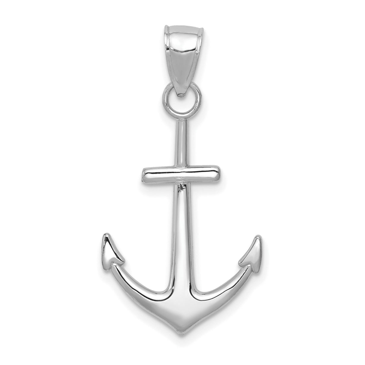 14k White Gold Anchor Pendant, Nautical Symbol of Hope and Christian Faith
