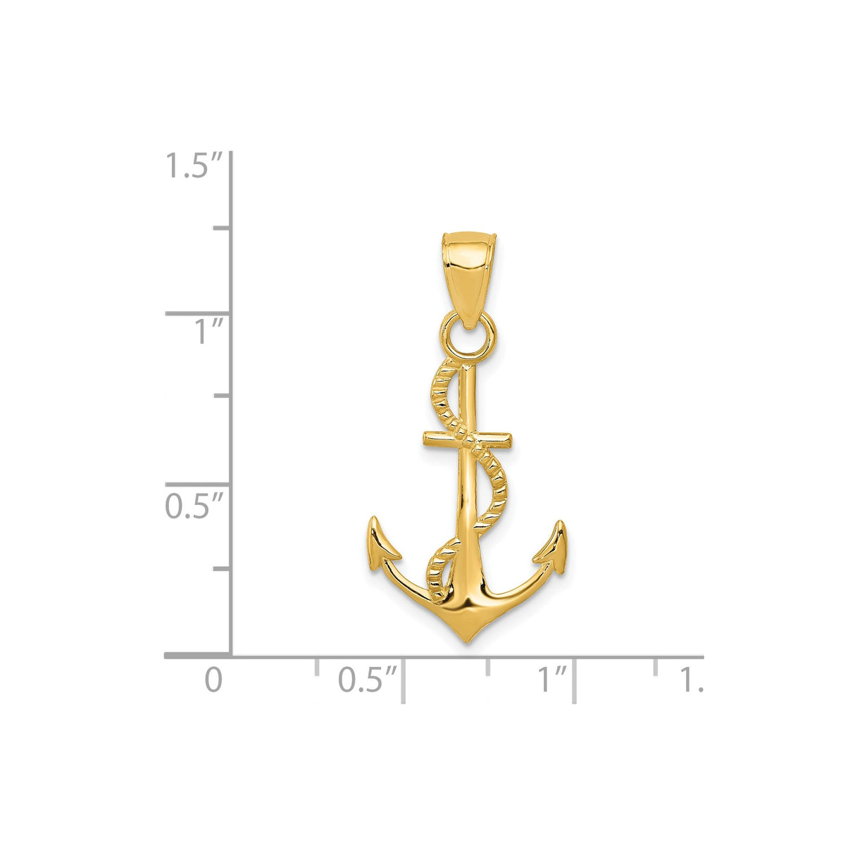14k Yellow Gold Anchor Pendant with Rope Detail, Nautical Christian Charm for Men or Unisex