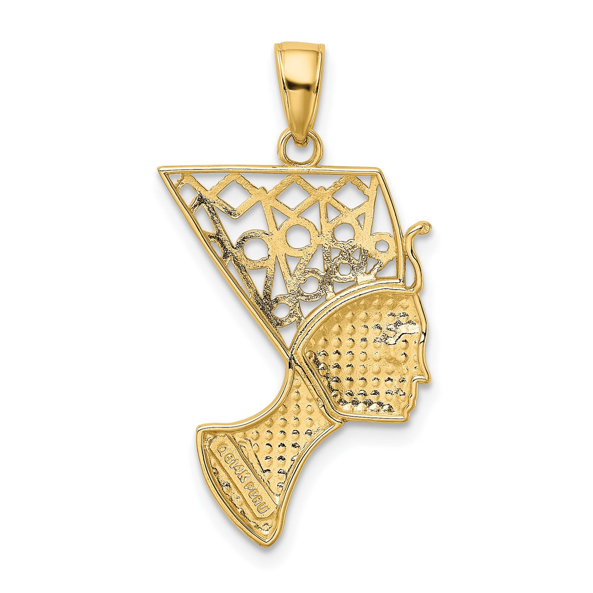 14k Yellow Gold Nefertiti Pendant, Detailed Egyptian Queen Charm, Afrocentric Jewelry for Women