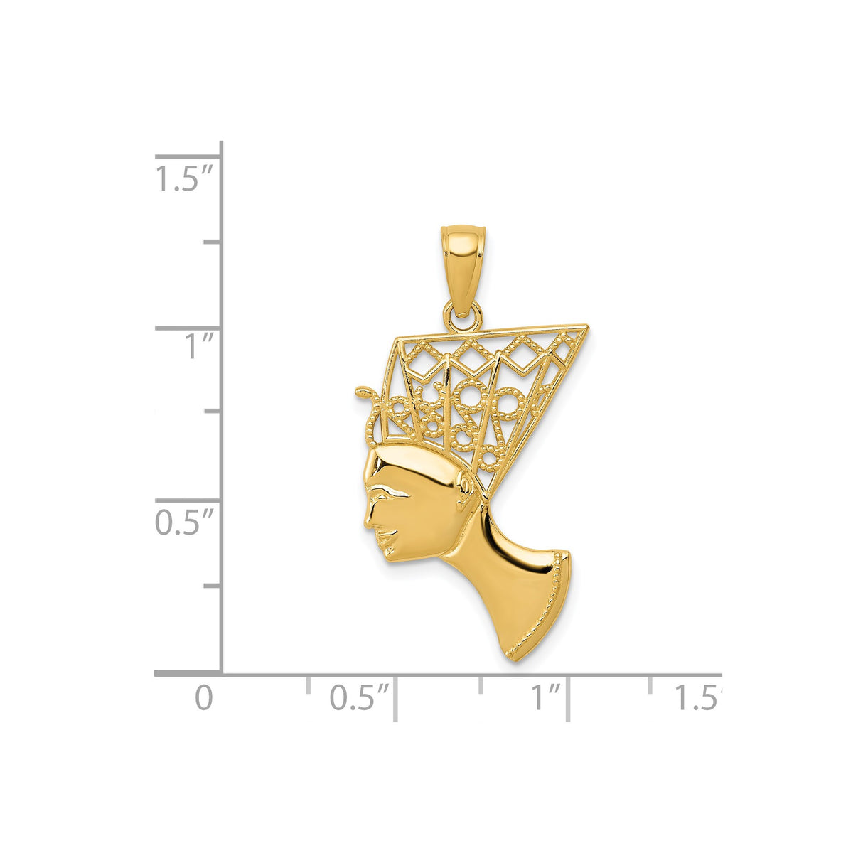 14k Yellow Gold Nefertiti Pendant, Detailed Egyptian Queen Charm, Afrocentric Jewelry for Women