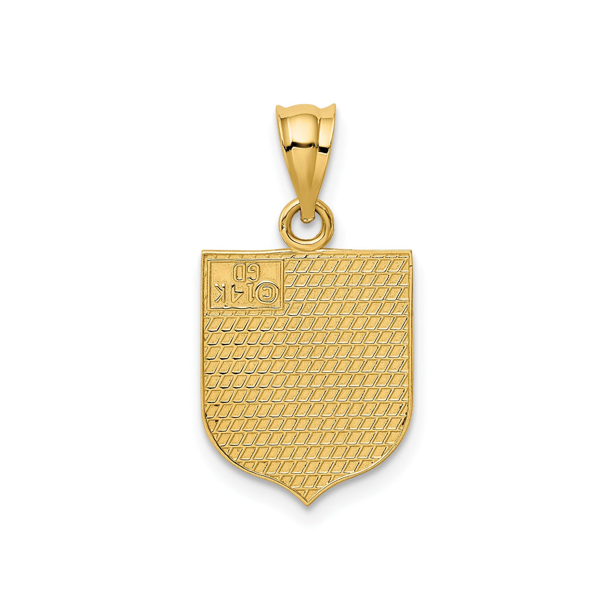 14k Yellow Gold USA Flag Shield Pendant with Red White Blue Enamel, Patriotic Charm