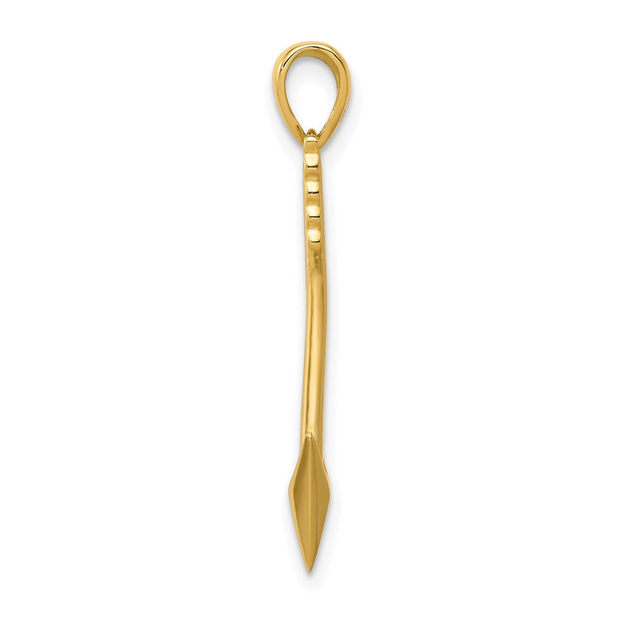 14k Yellow Gold Arrow Pendant, Minimalist Feather Design Symbolizing Direction and Strength