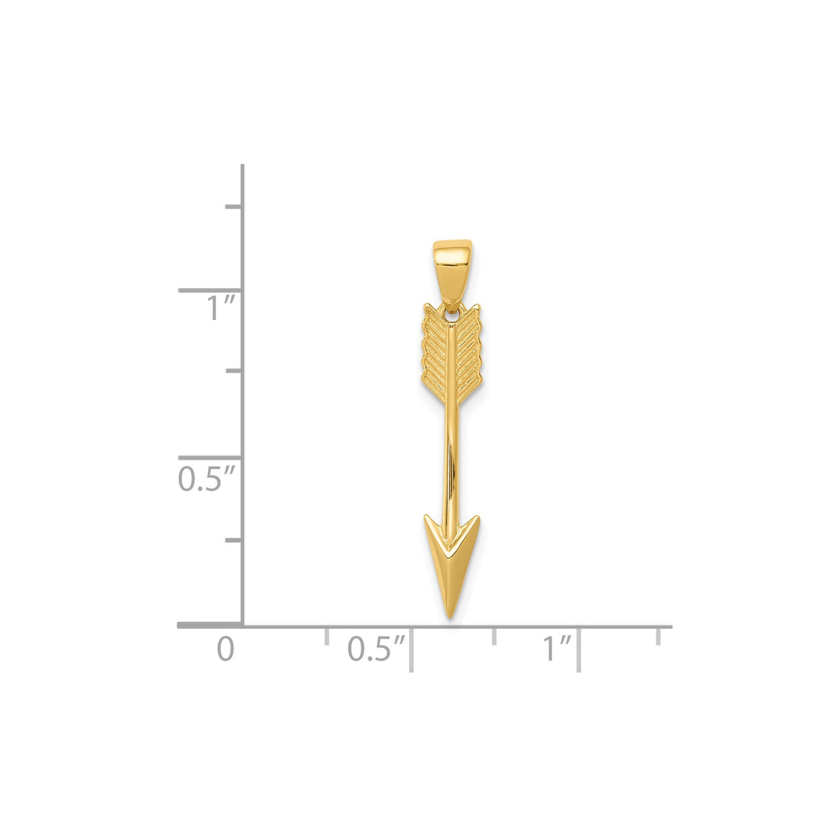 14k Yellow Gold Arrow Pendant, Minimalist Feather Design Symbolizing Direction and Strength