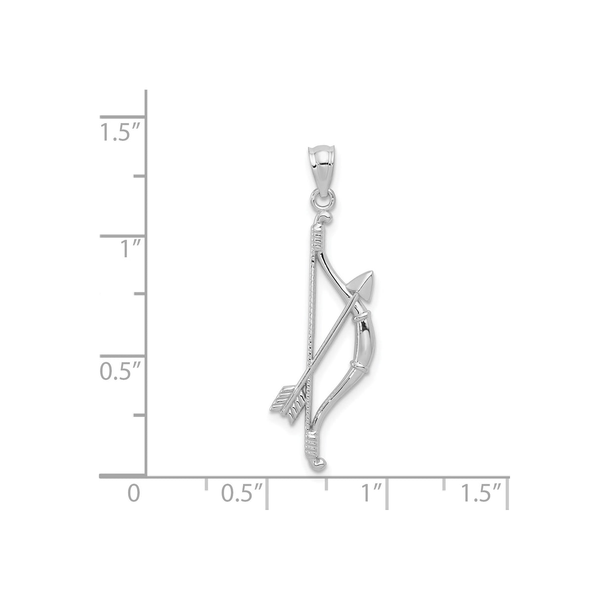 14k White Gold Bow and Arrow Pendant, Sagittarius Zodiac Symbol, Archery Motif Charm