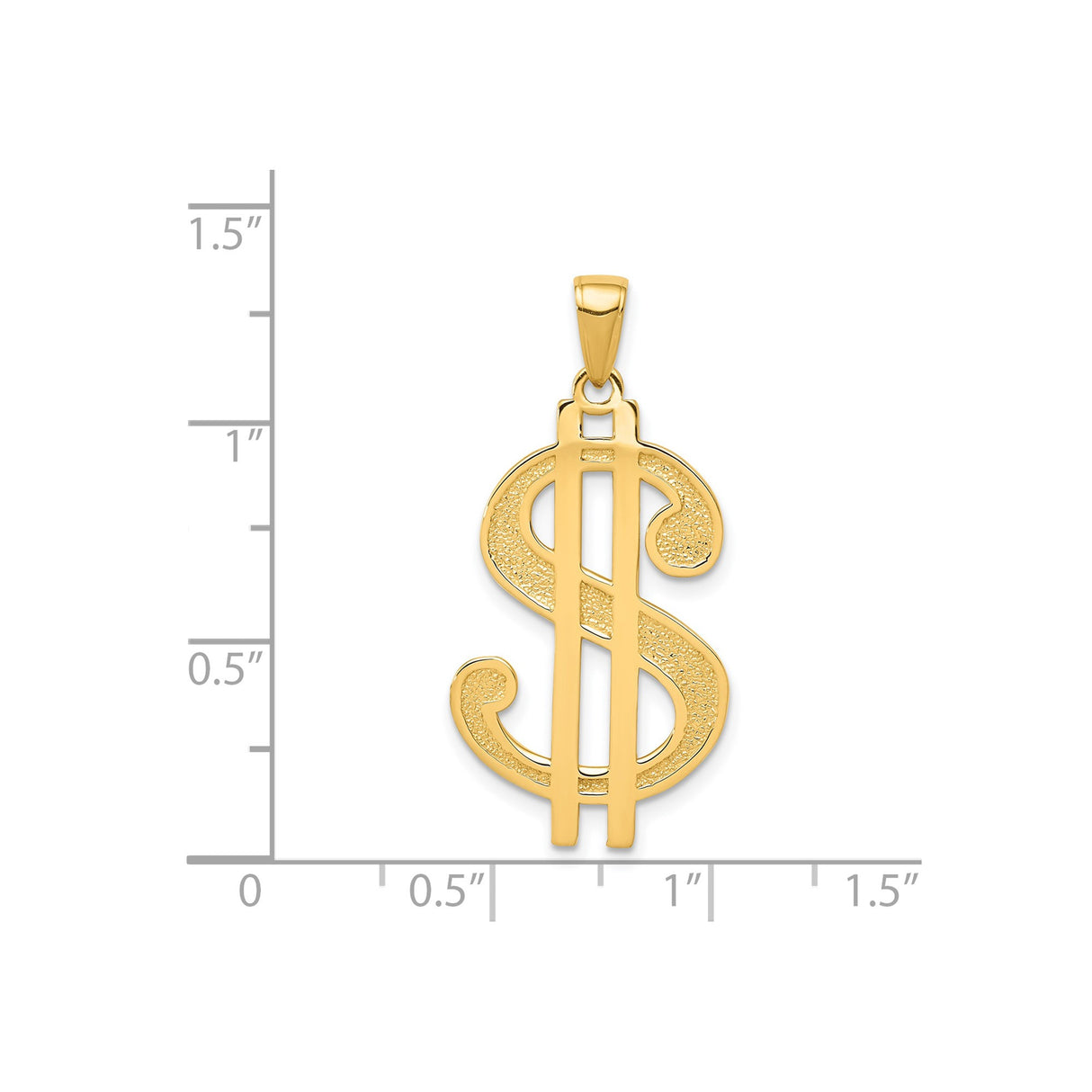 14k Yellow Gold Dollar Sign Pendant, Polished and Textured Statement Charm, Hip Hop Streetwear Style