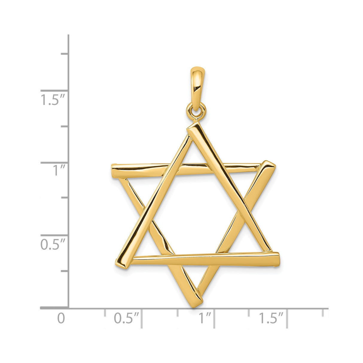 14k Yellow Gold Star of David Pendant, Polished Openwork Jewish Religious Charm