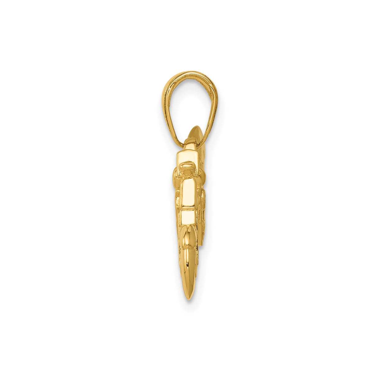 14k Yellow Gold Motorcycle Pendant, Detailed Chopper Bike Design, Biker Style Jewelry for Men