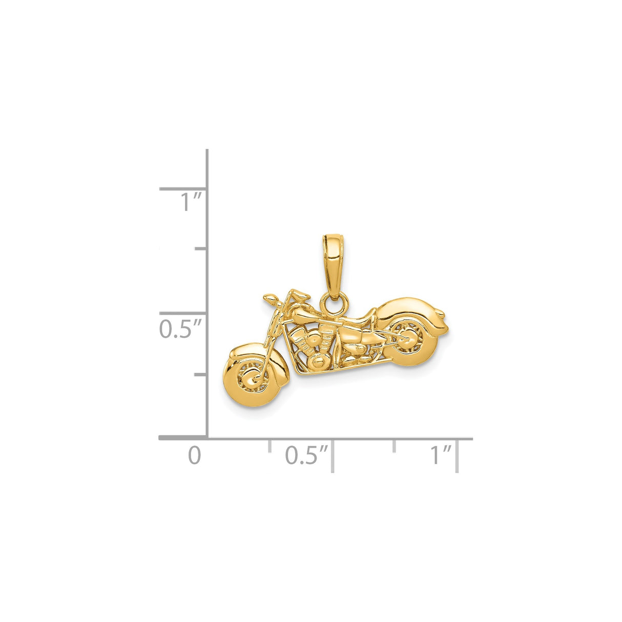 14k Yellow Gold Motorcycle Pendant, Detailed Chopper Bike Design, Biker Style Jewelry for Men