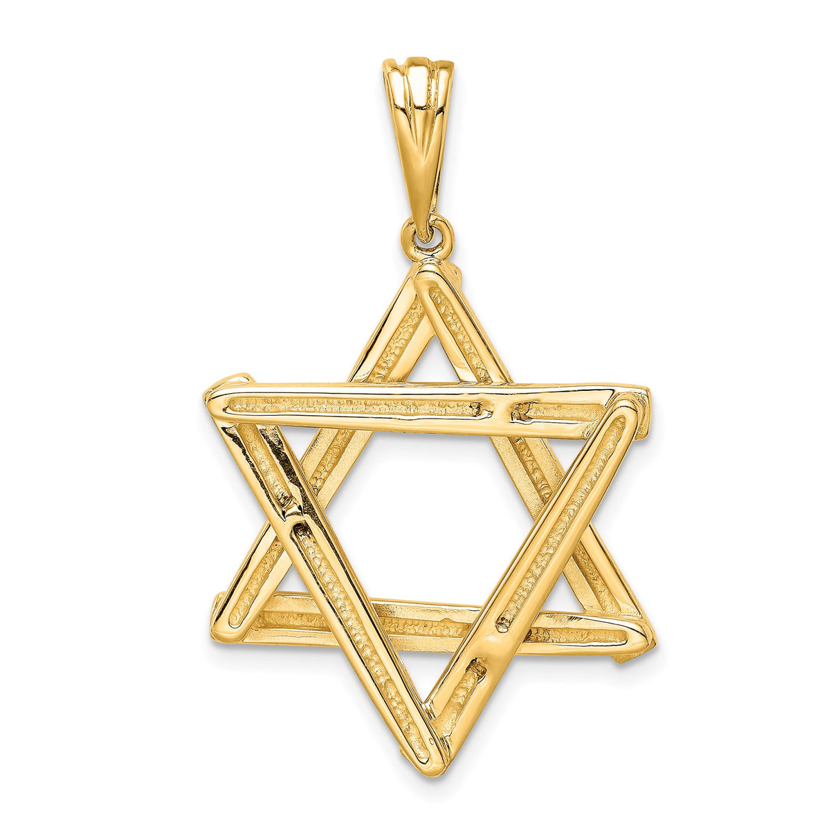 14k Yellow Gold Star of David Pendant with Interlocking Triangle Design