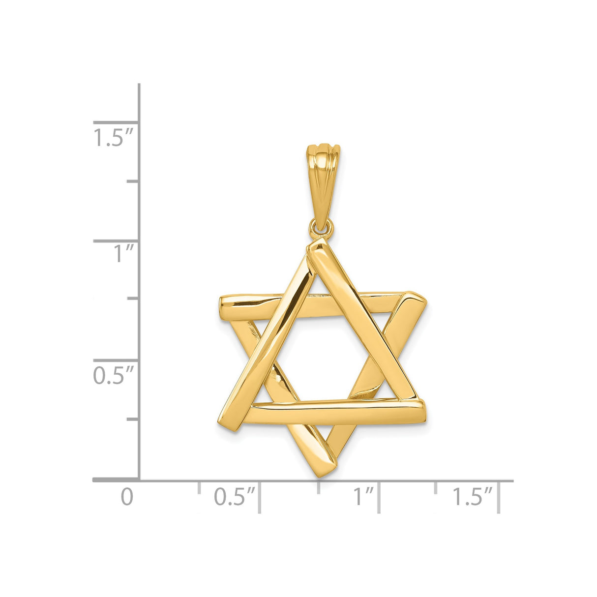 14k Yellow Gold Star of David Pendant with Interlocking Triangle Design