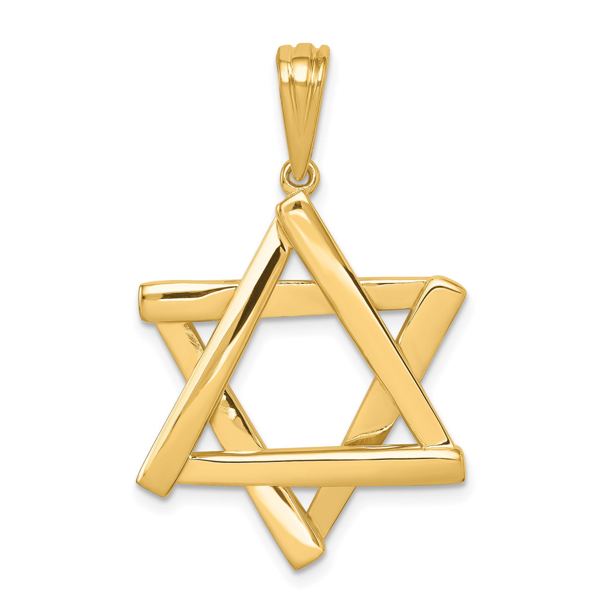 14k Yellow Gold Star of David Pendant with Interlocking Triangle Design