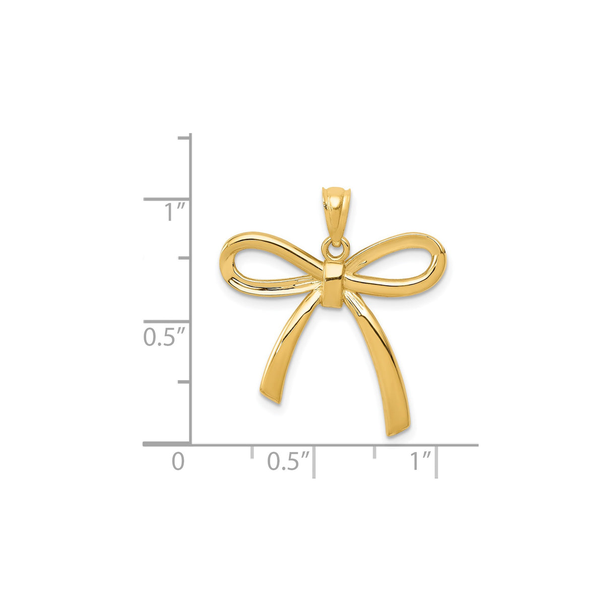 14k Yellow Gold Bow Pendant with Polished Ribbon Design for Women