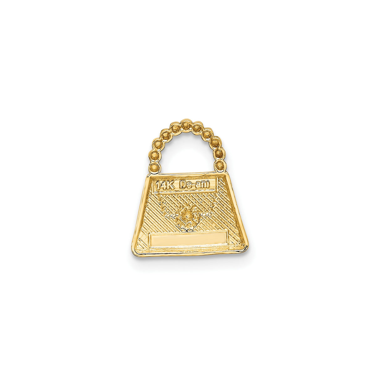14k Multi-Tone Gold Purse Charm Pendant with Rhodium Accent and Beaded Handle