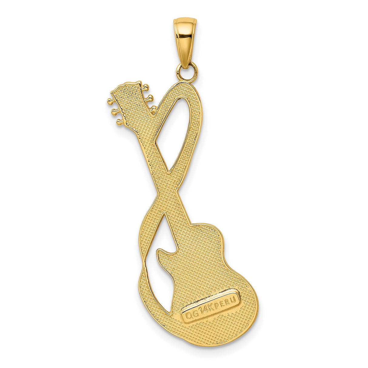 14k Yellow Gold Guitar Pendant with Infinity Symbol, Music Jewelry for Musicians