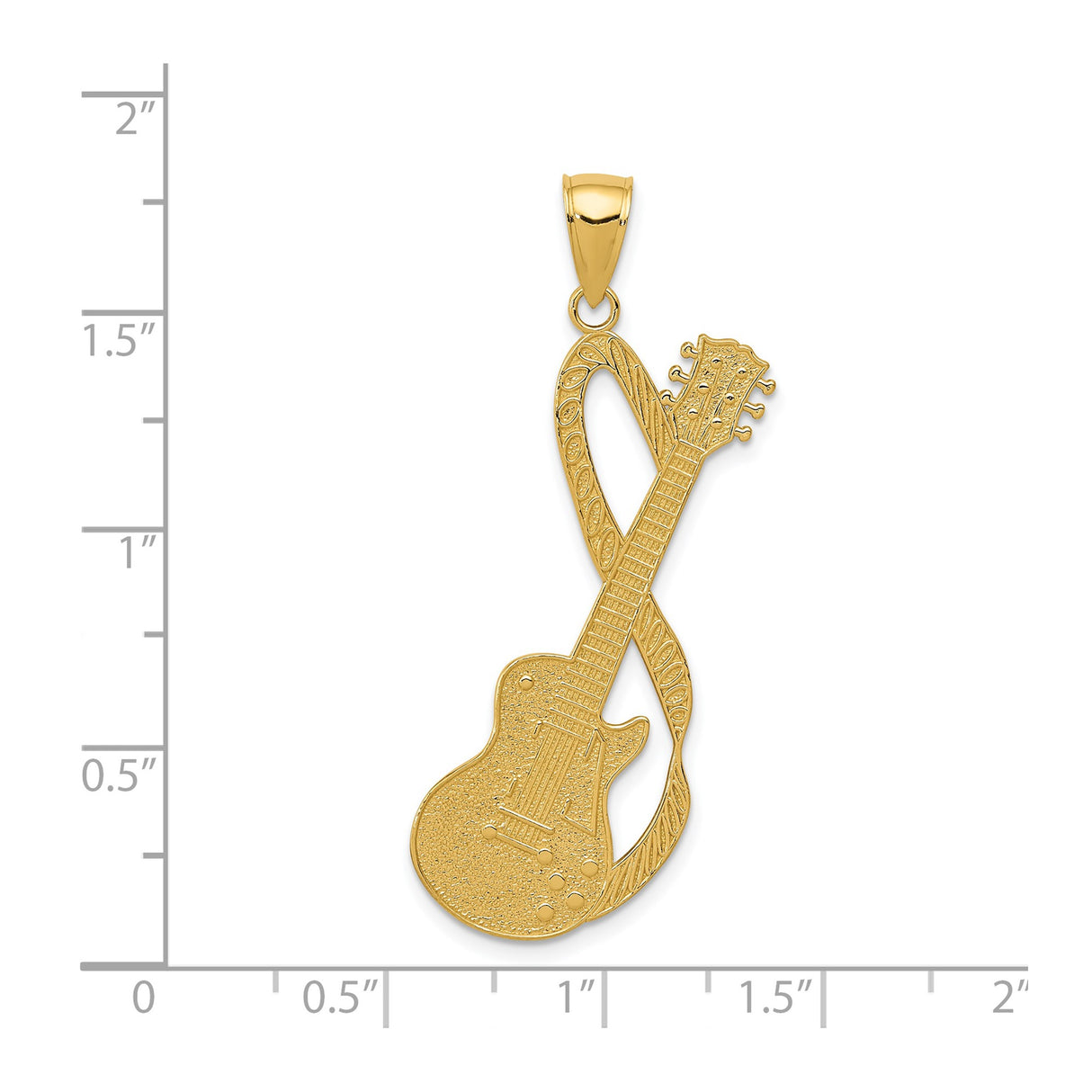 14k Yellow Gold Guitar Pendant with Infinity Symbol, Music Jewelry for Musicians