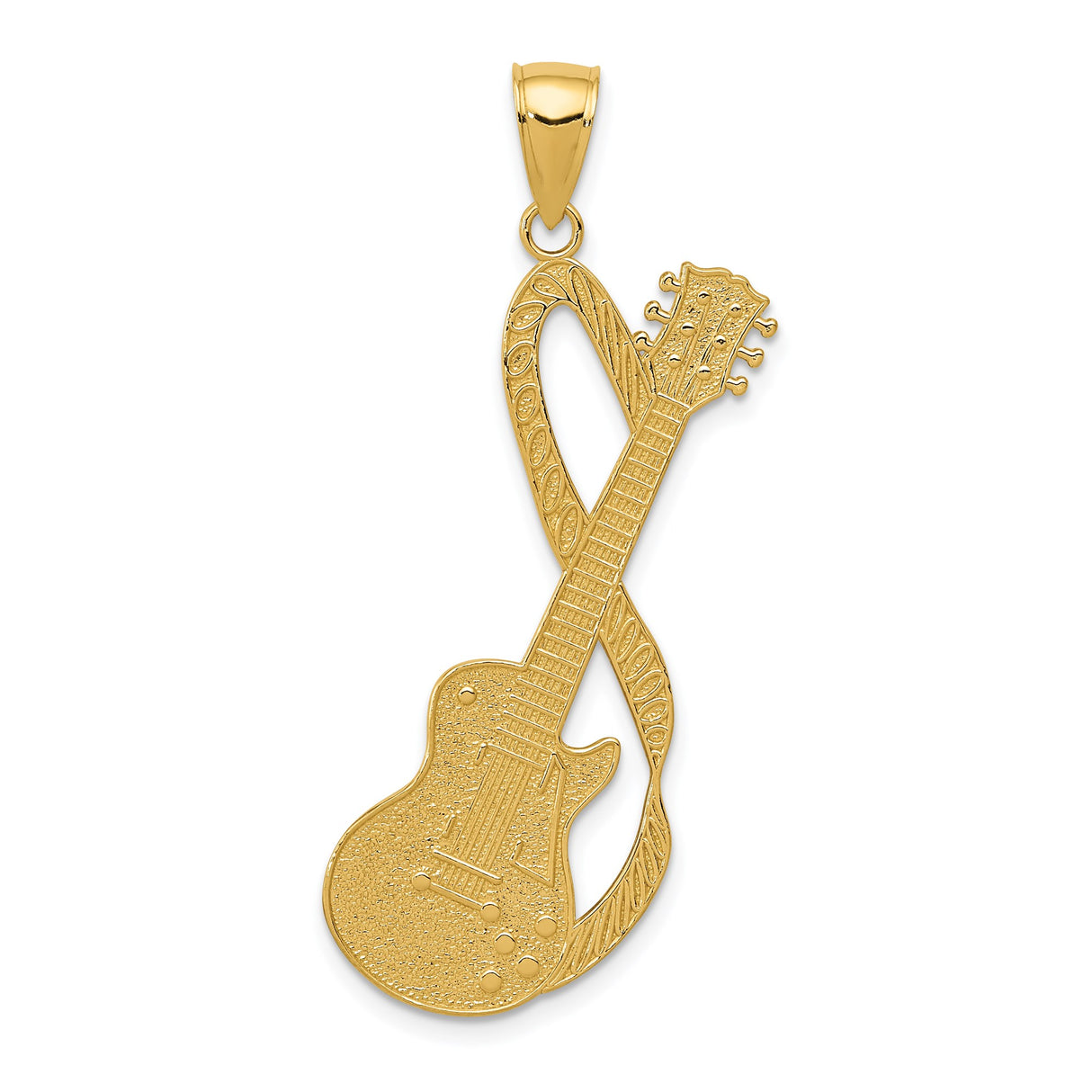 14k Yellow Gold Guitar Pendant with Infinity Symbol, Music Jewelry for Musicians