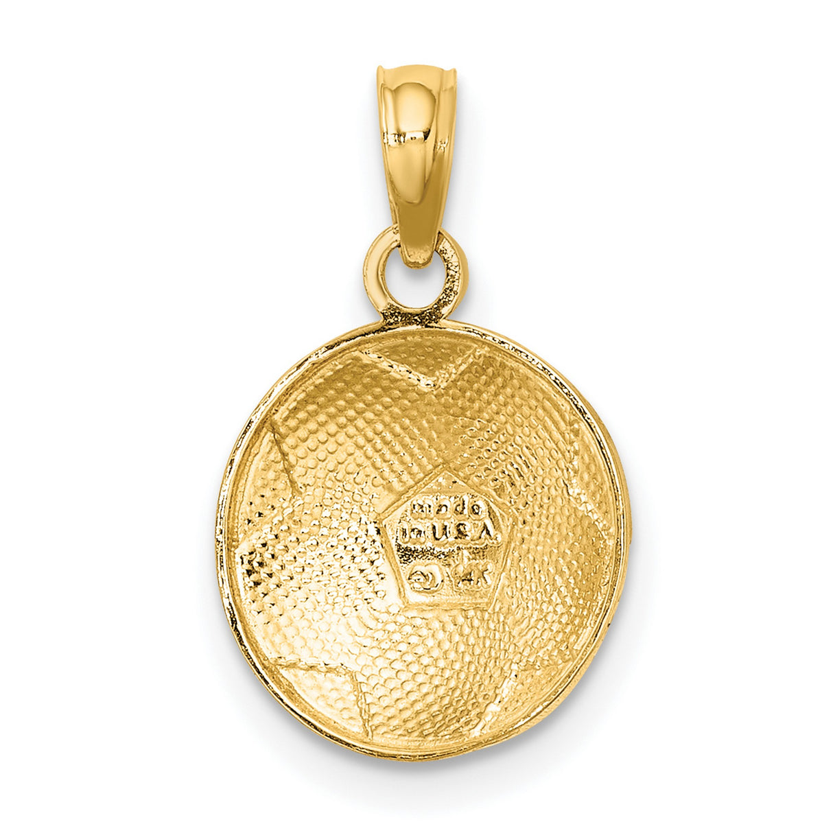 14k Yellow Gold Soccer Ball Pendant with Hexagon Pattern, Unisex Sports Jewelry