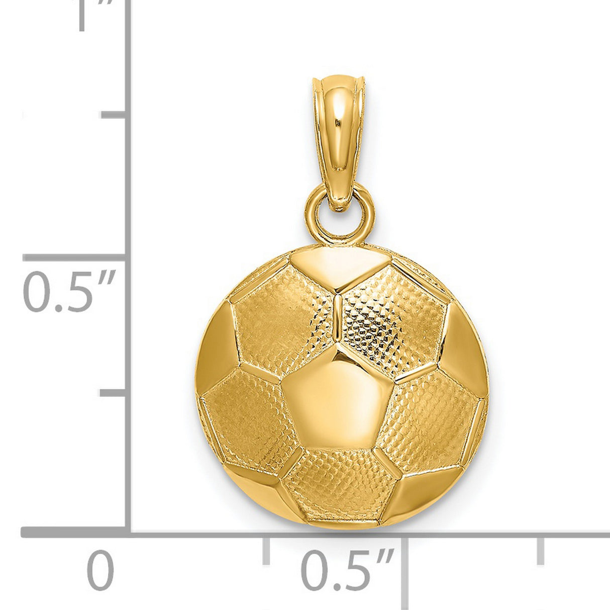 14k Yellow Gold Soccer Ball Pendant with Hexagon Pattern, Unisex Sports Jewelry