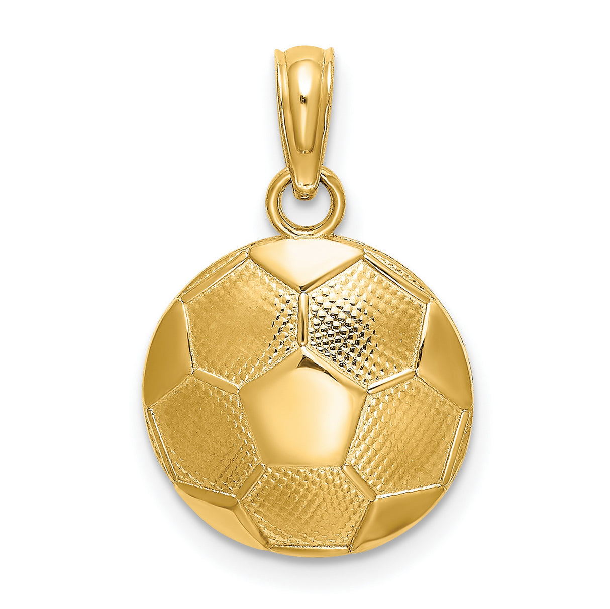 14k Yellow Gold Soccer Ball Pendant with Hexagon Pattern, Unisex Sports Jewelry
