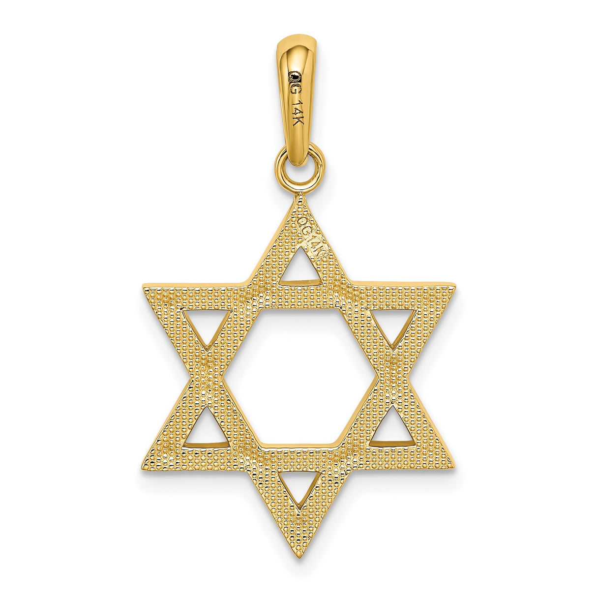14k Yellow Gold Star of David Pendant, Openwork Jewish Symbol Charm for Women or Unisex Wear