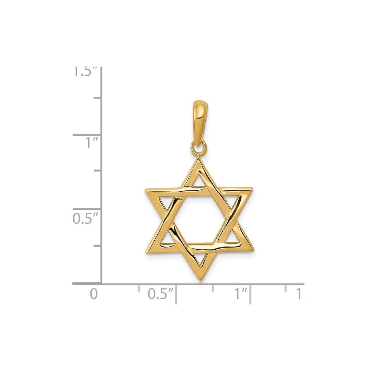 14k Yellow Gold Star of David Pendant, Openwork Jewish Symbol Charm for Women or Unisex Wear