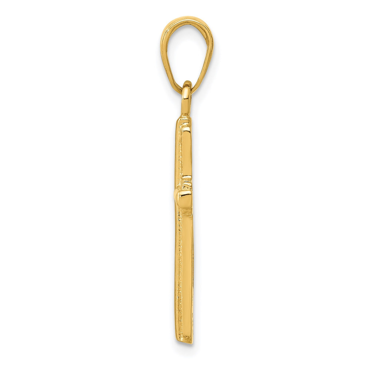 14k Yellow Gold Latin Cross Pendant with Striped Border and High Polish Finish
