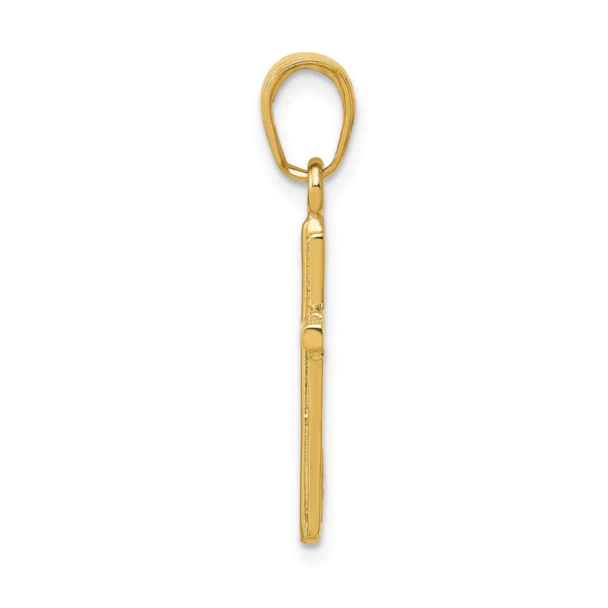 14k Yellow Gold Latin Cross Pendant with Mirror Finish Beveled Design for Men and Women