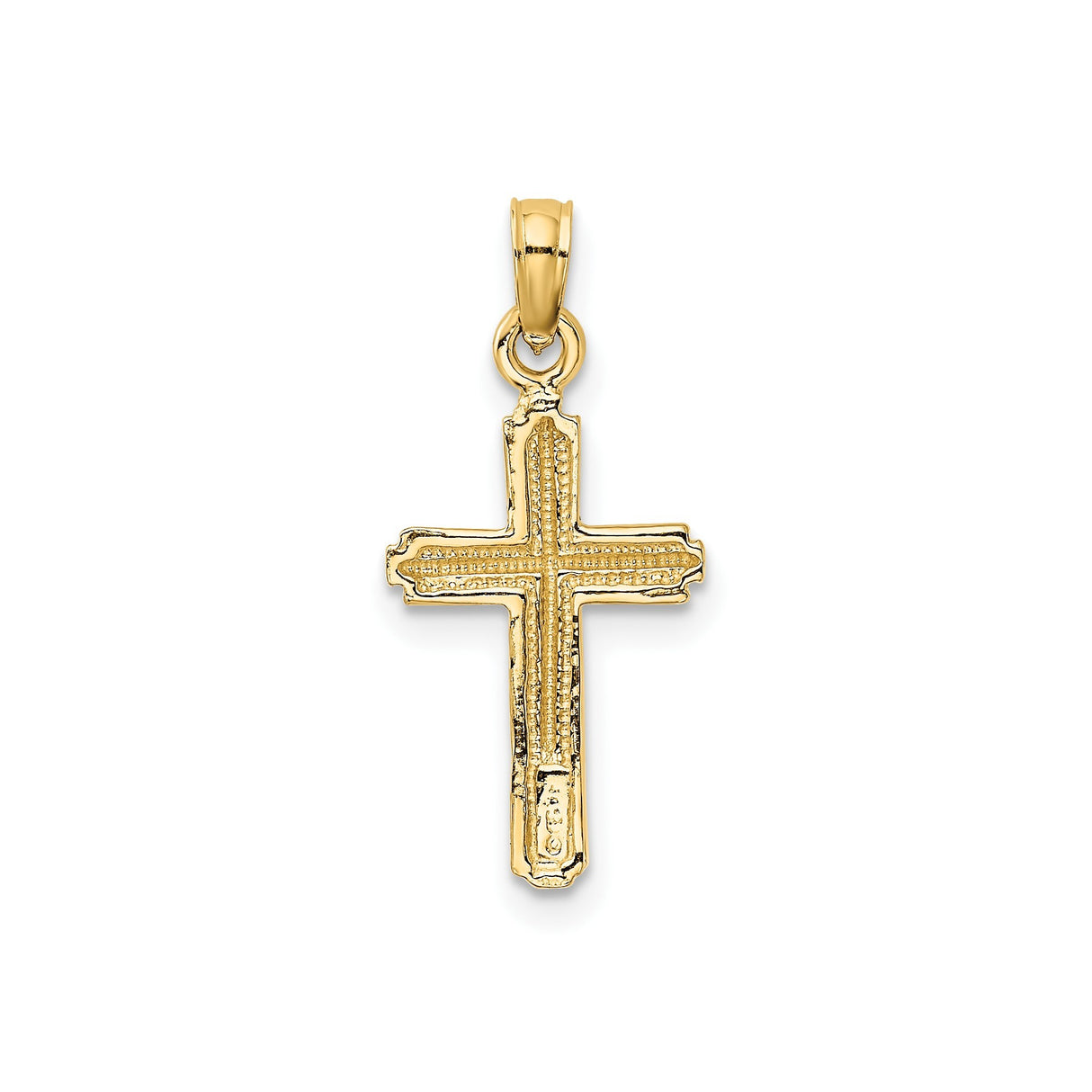 14k Yellow Gold Latin Cross Pendant with Mirror Finish Beveled Design for Men and Women
