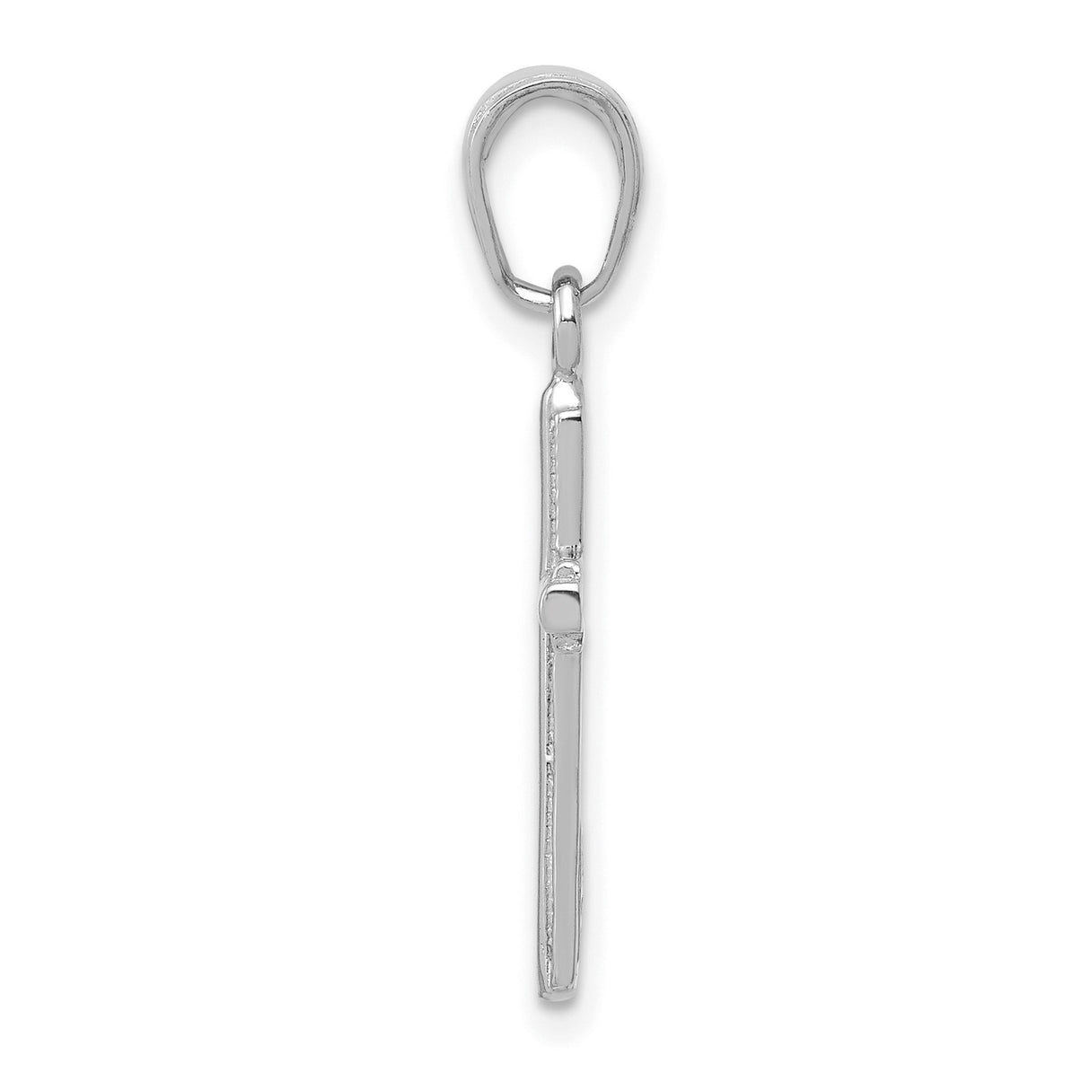 14k White Gold Cross Pendant with Beveled Edge and Rope Detail for Men and Women