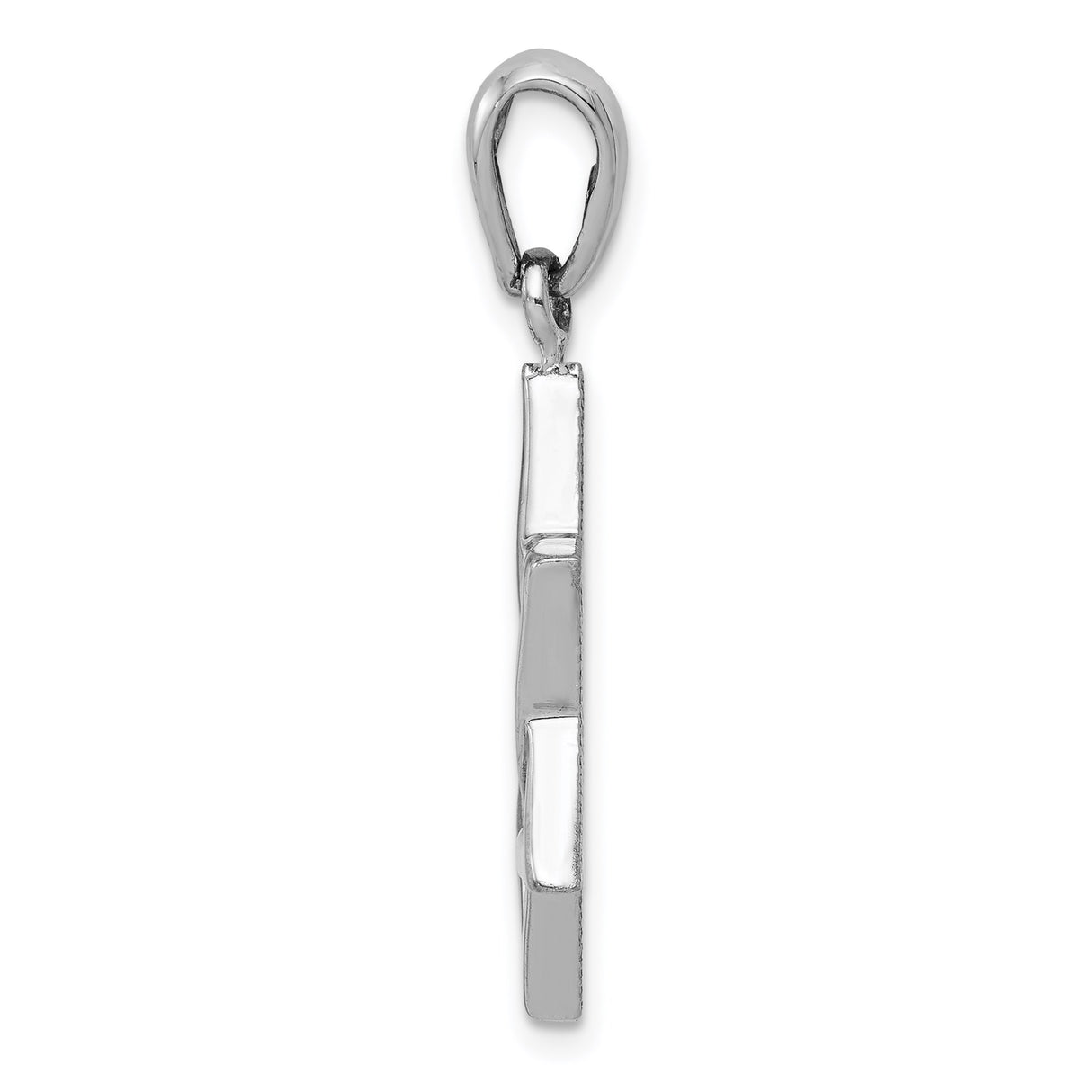 14k White Gold Star of David Pendant with Polished Openwork Design, Jewish Religious Charm