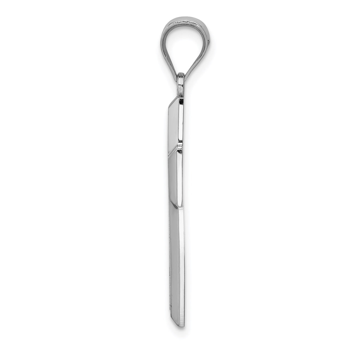 14k White Gold Cross Pendant, Polished and Textured Latin Design, Unisex Spiritual Charm