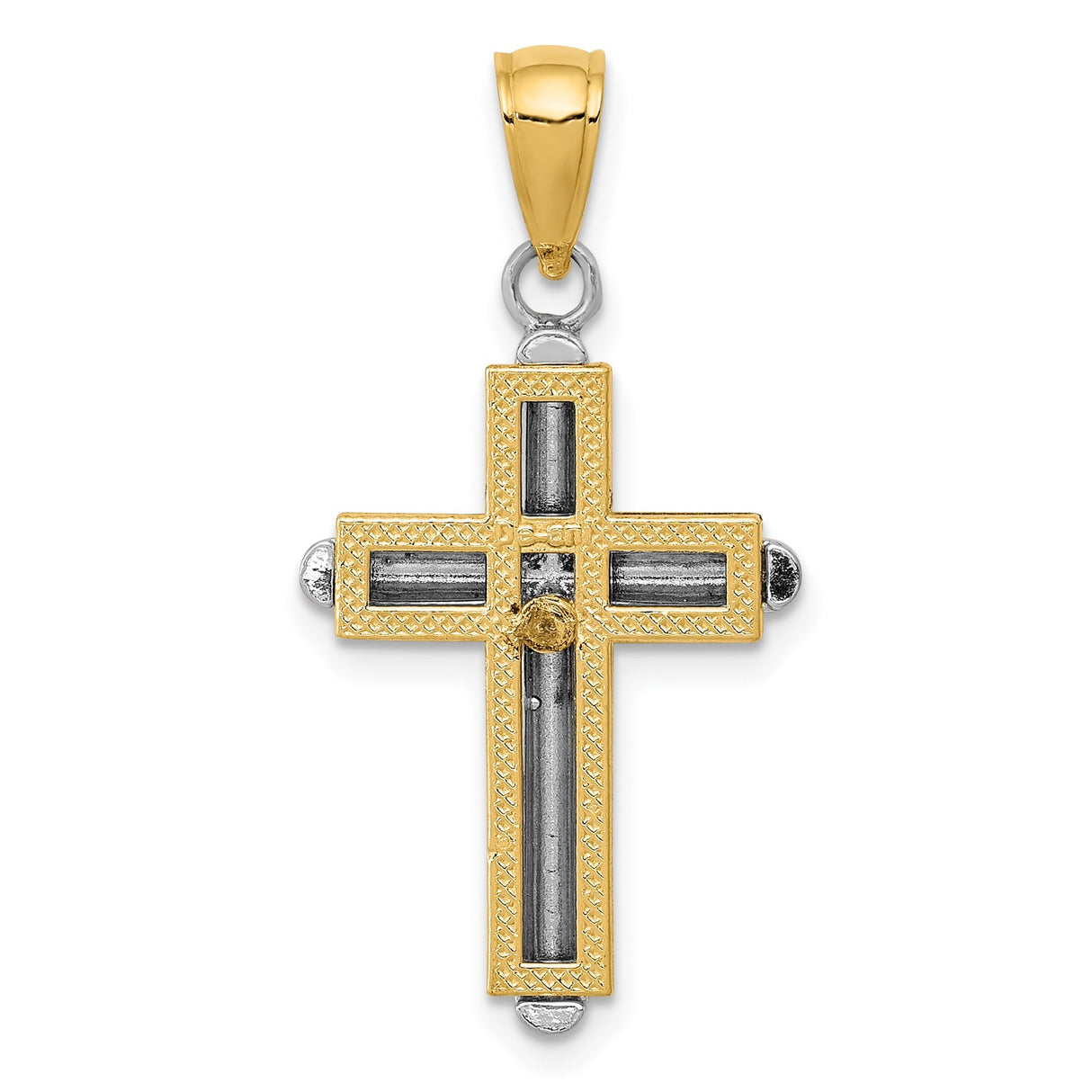 14k Two-Tone Gold Latin Cross Pendant with Layered Design for Men and Women