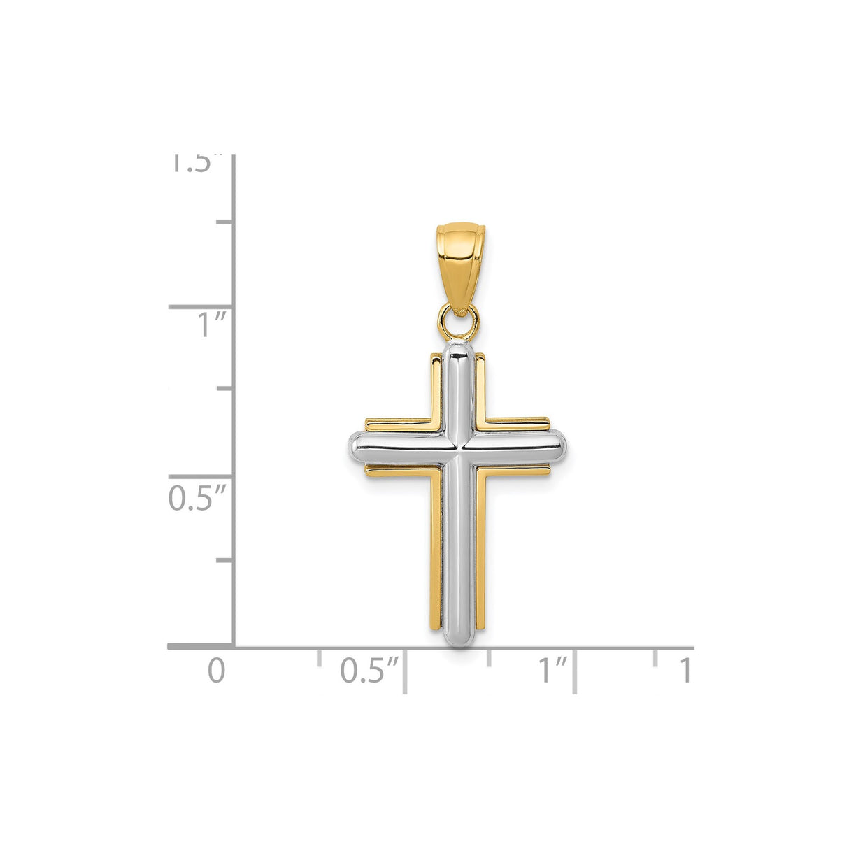 14k Two-Tone Gold Latin Cross Pendant with Layered Design for Men and Women