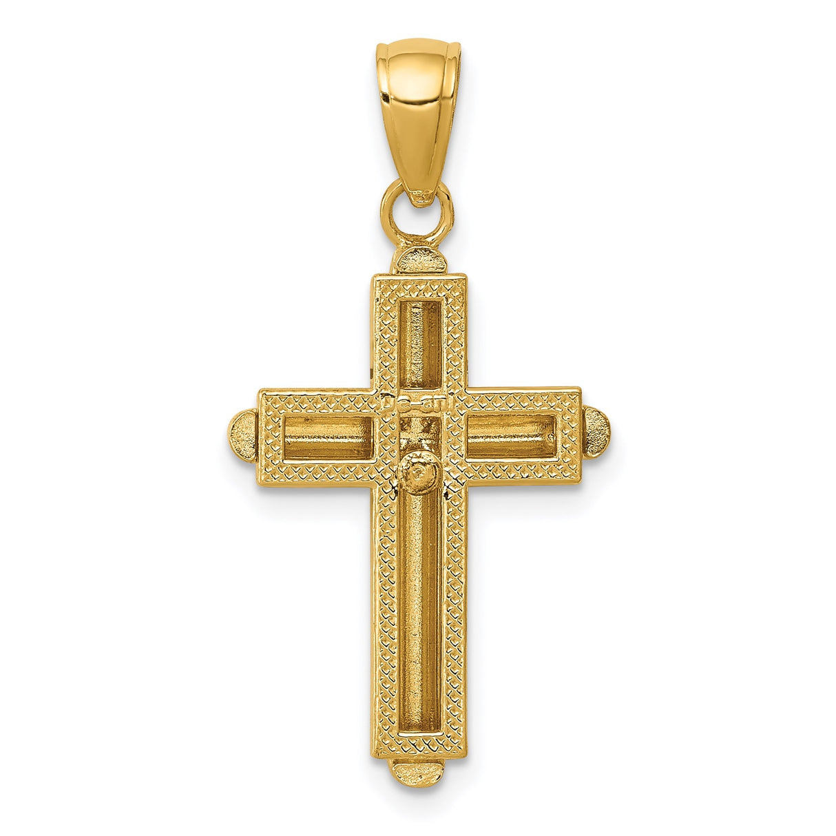 14k Yellow Gold Latin Cross Pendant, Polished Religious Charm for Men and Women