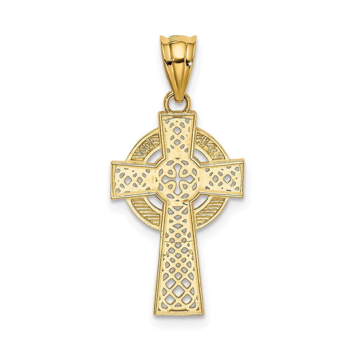 14k Yellow Gold Celtic Cross Pendant with Trinity Knot Symbol