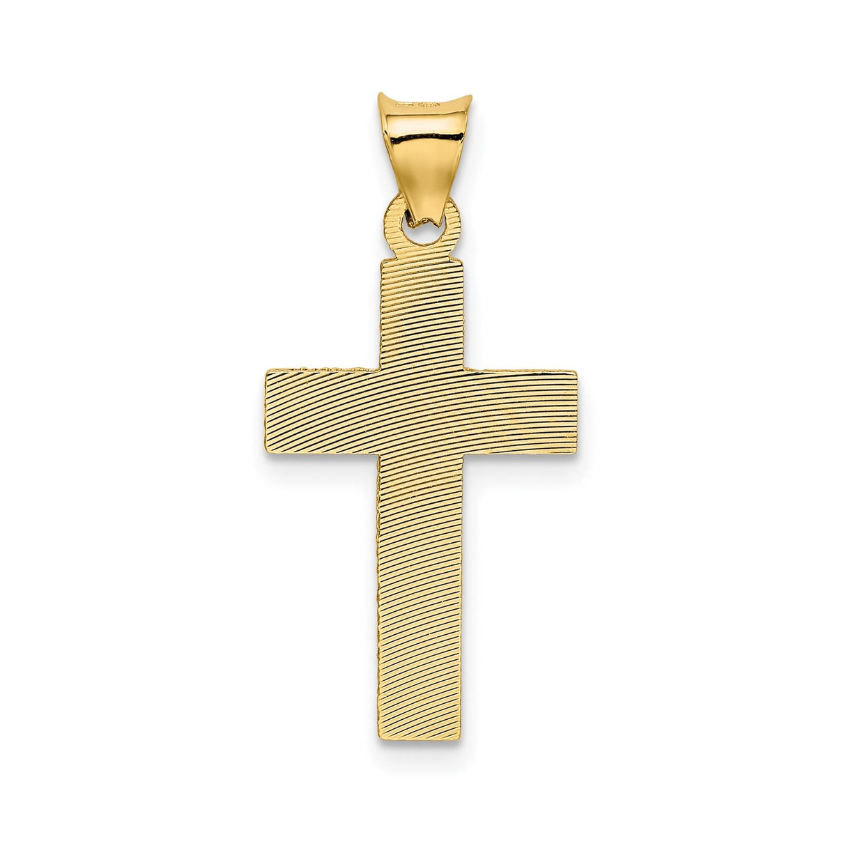 14k Yellow Gold Crucifix Pendant with Raised Jesus Design, Satin Polished Cross Charm