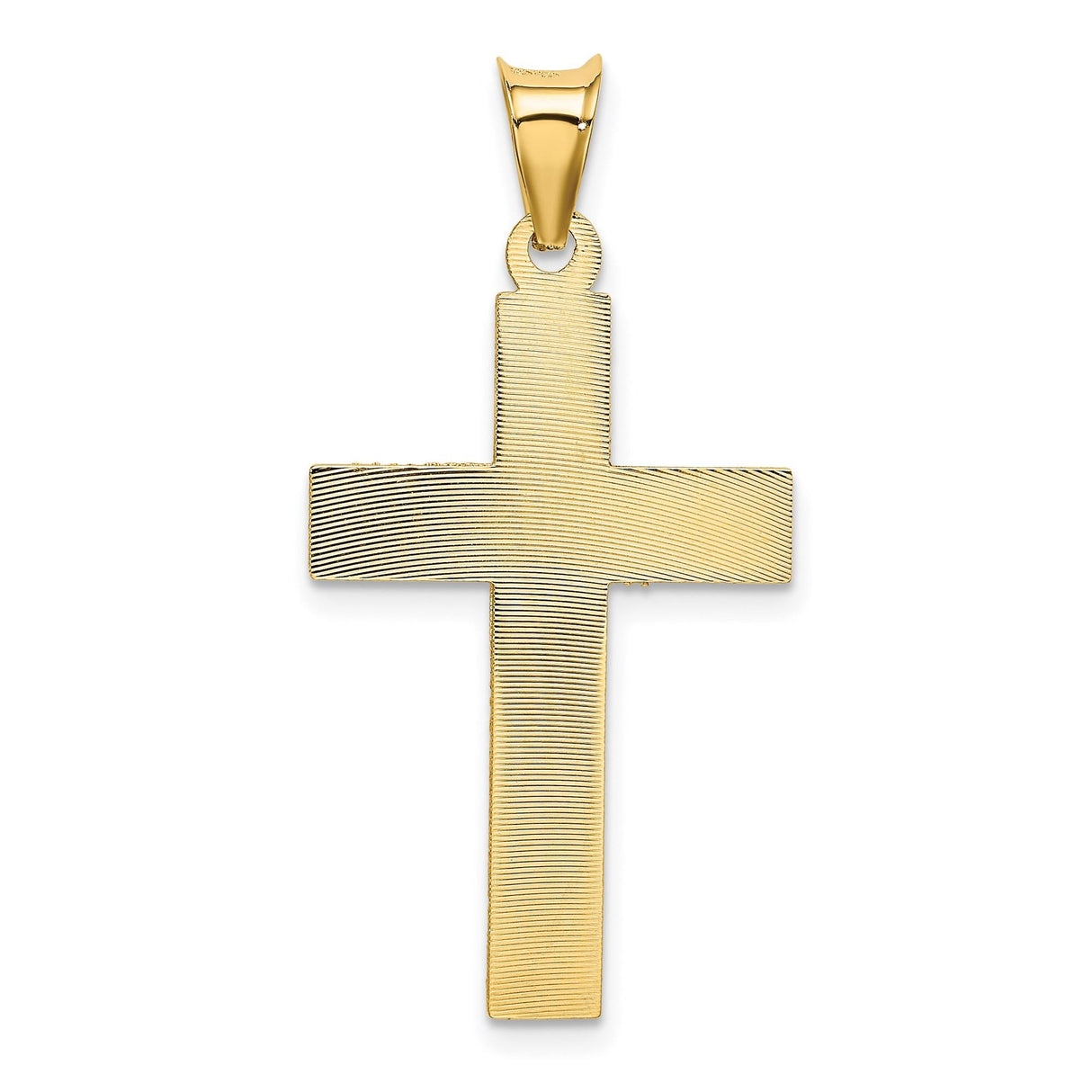 14k Yellow Gold Crucifix Cross Pendant with Satin Finish Featuring Jesus Design