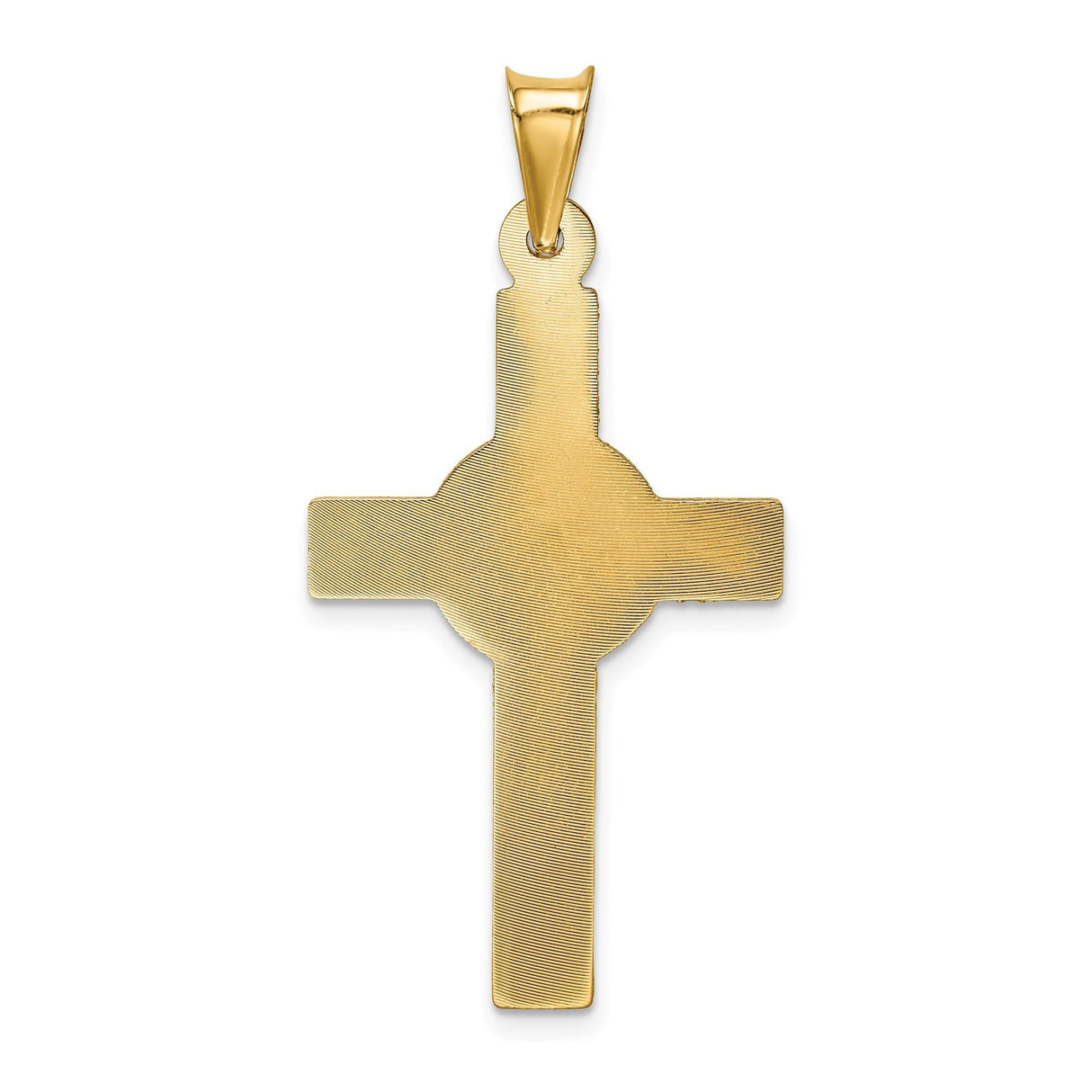 14k Yellow Gold Crucifix Pendant with Christ Figure, High Polish Satin Finish Spiritual Jewelry