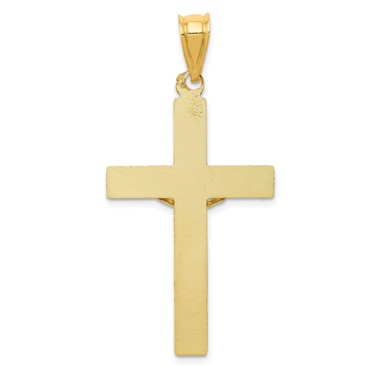 14k Yellow Gold Crucifix Pendant with Satin Finish and High Polish Detail