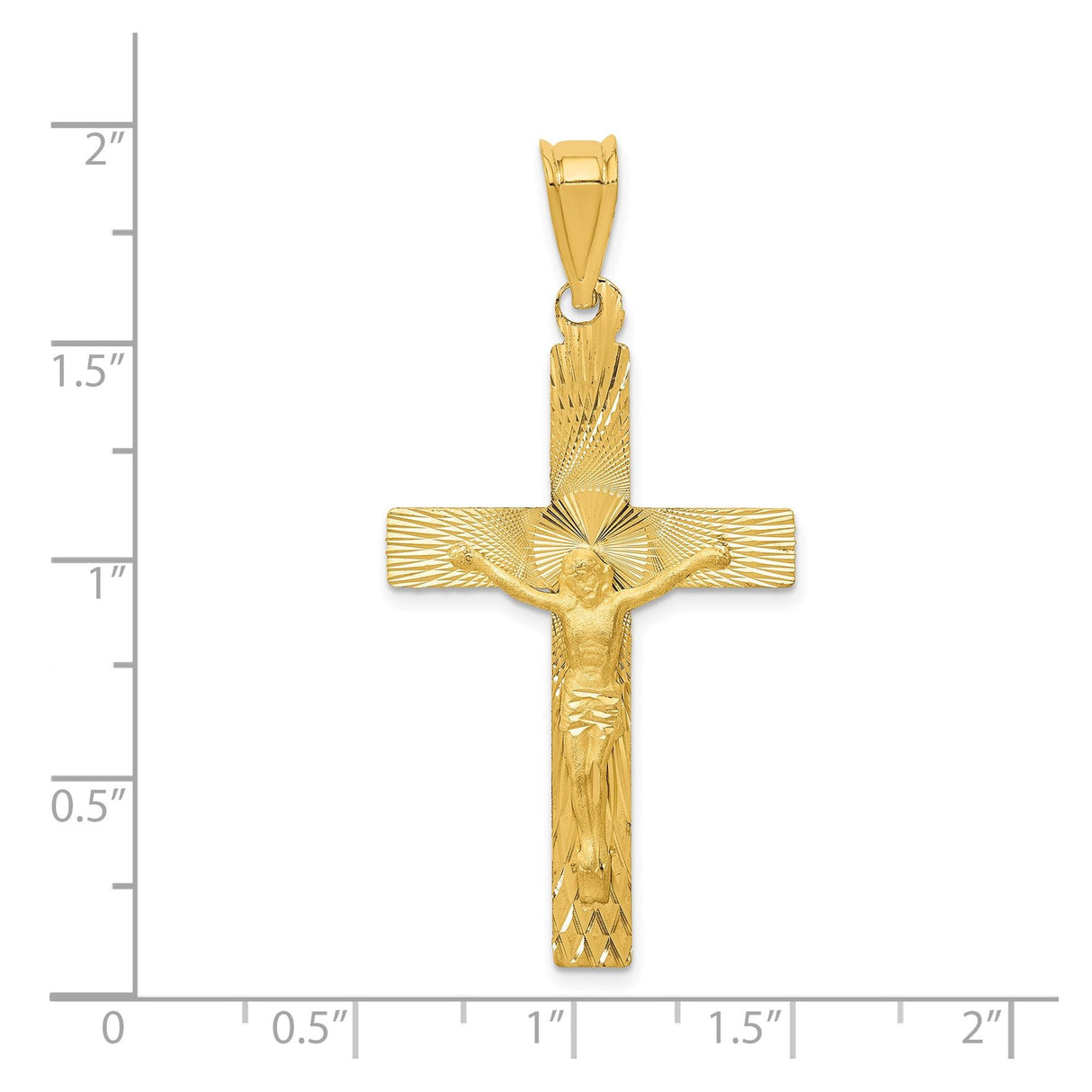 14k Yellow Gold Crucifix Pendant with Satin Finish and High Polish Detail