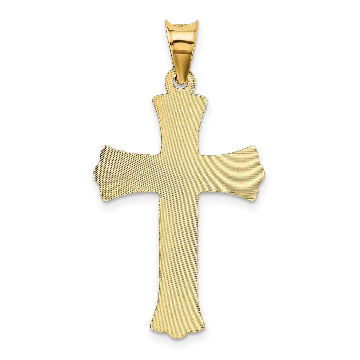 14k Yellow Gold Crucifix Pendant with Satin Polished Cross and Jesus Medallion