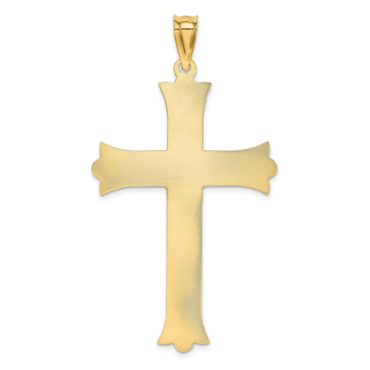 14k Yellow Gold Crucifix Cross Pendant with Satin Finish and Dimensional Jesus