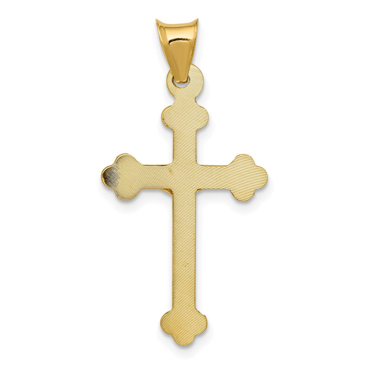14k Yellow Gold Crucifix Pendant with Satin Finish, Baroque Catholic Religious Charm